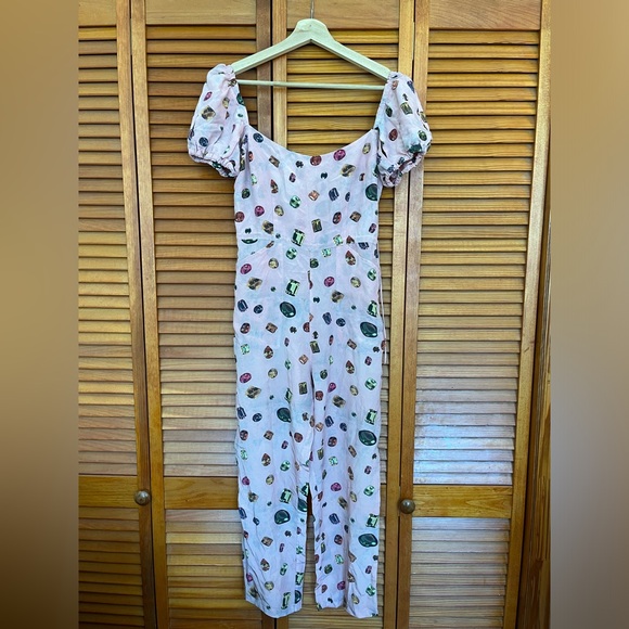 Samantha Pleet Puff Sleeve Siren Jumpsuit - Gemstone Print - Picture 2 of 9